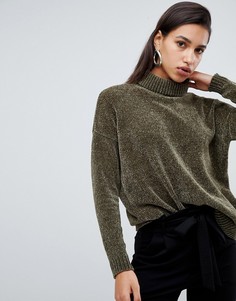 Вязаный джемпер-водолазка из шенили Vero Moda - Зеленый