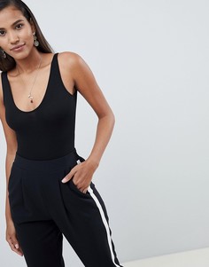 Боди черного цвета с овальным вырезом Miss Selfridge - Черный