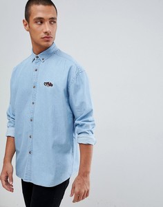 Джинсовая оversize-рубашка вышивкой автомобиля ASOS DESIGN - Синий