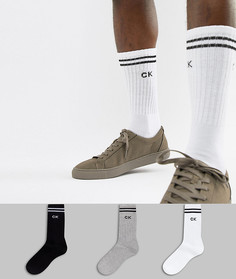 3 пары спортивных носков с полосками Calvin Klein - Мульти