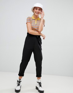 Широкие брюки со складками Pull&Вear - Черный Pull&Bear