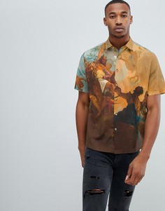 Свободная рубашка с принтом ASOS DESIGN - Коричневый