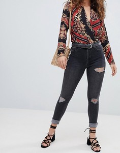 Джинсы с завышенной талией New Look Hallie - Черный