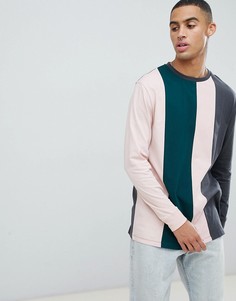 Черный выбеленный лонгслив в вертикальную полоску колор блок ASOS DESIGN - Мульти