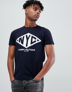 Темно-синяя футболка с принтом nyc Tommy Hilfiger - Темно-синий