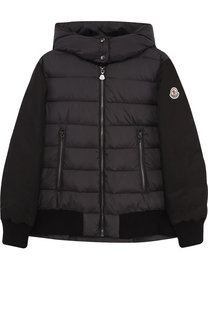 Пуховая куртка с текстильной спинкой и капюшоном Moncler Enfant