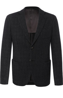 Однобортный пиджак из смеси шерсти и хлопка Giorgio Armani