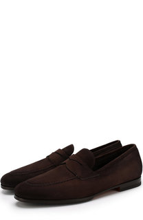 Замшевые пенни-лоферы с внутренней меховой отделкой Santoni