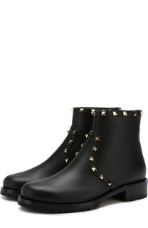 Кожаные ботинки Valentino Garavani Rockstud с внутренней меховой отделкой Valentino