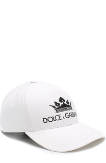 Хлопковая бейсболка с логотипом бренда Dolce & Gabbana