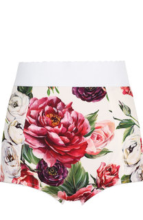 Шелковые трусы с завышенной талией и принтом Dolce & Gabbana