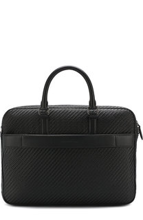 Кожаная сумка для ноутбука Pelle Tessuta с плечевым ремнем Ermenegildo Zegna
