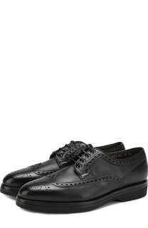 Кожаные дерби на шнуровке с брогированием Santoni