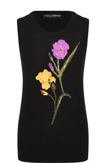 Шерстяной топ с круглым вырезом и декоративной отделкой Dolce & Gabbana