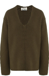Вязаный шерстяной пуловер со спущенным рукавом Acne Studios