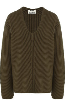 Вязаный шерстяной пуловер со спущенным рукавом Acne Studios