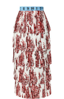 Плиссированная юбка-миди с оборками и принтом Stella Jean