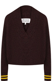 Шерстяной пуловер с V-образным вырезом Maison Margiela