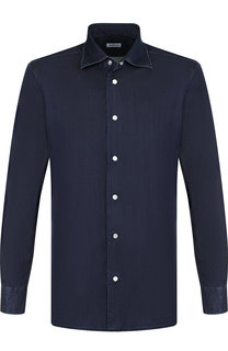 Хлопковая рубашка с воротником кент Kiton