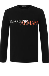 Хлопковый лонгслив с круглым вырезом Emporio Armani