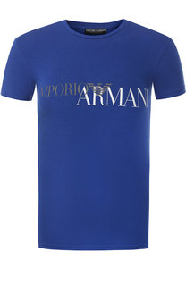 Хлопковая футболка с принтом Emporio Armani