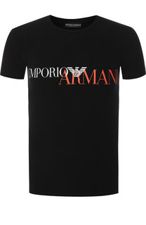 Хлопковая футболка с принтом Emporio Armani