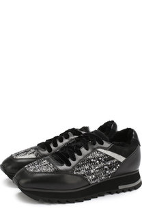Комбинированные кроссовки на шнуровке Santoni