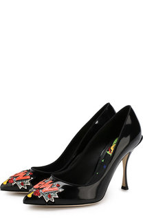 Лаковые туфли с аппликациями на шпильке Dolce & Gabbana