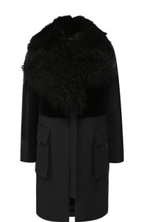 Пальто с меховым воротником из овчины Giorgio Armani