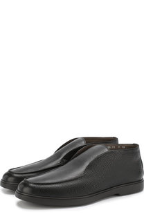 Кожаные ботинки без шнуровки с внутренней меховой отделкой Santoni