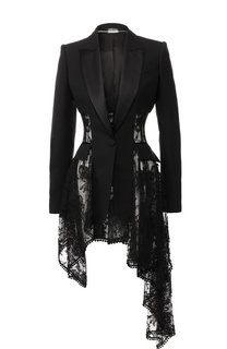 Жакет асимметричного кроя из смеси шерсти и шелка Alexander McQueen