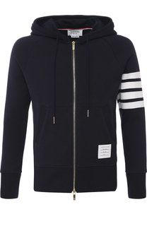 Хлопковая толстовка на молнии с капюшоном Thom Browne