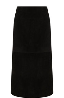 Замшевая юбка-миди с карманами Saint Laurent