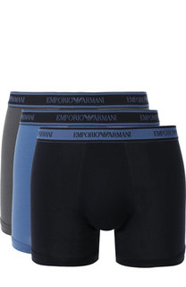 Комплект из трех хлопковых боксеров с широкой резинкой Emporio Armani