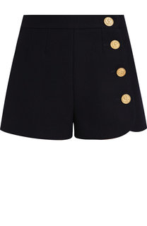 Шерстяные мини-шорты с контрастными пуговицами REDVALENTINO