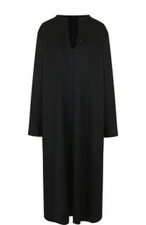 Однотонное шерстяное платье-миди свободного кроя Yohji Yamamoto