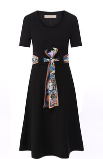 Шерстяное платье с круглым вырезом и контрастным поясом Emilio Pucci