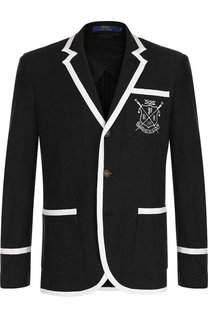 Однобортный пиджак из смеси шерсти и хлопка Polo Ralph Lauren