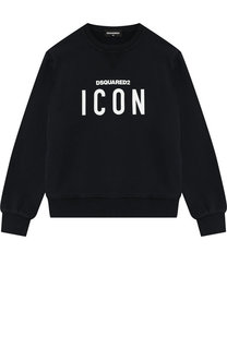 Хлопковый свитшот с логотипом бренда Dsquared2