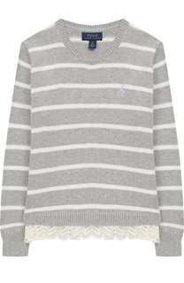 Хлопковый пуловер с отделкой Polo Ralph Lauren