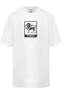 Хлопковая футболка с круглым вырезом и принтом Vetements
