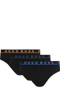 Комплект из трех хлопковых брифов с широкой резинкой BOSS