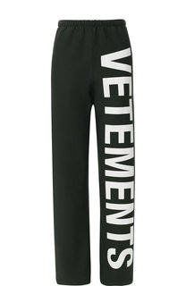 Хлопковые брюки с логотипом бренда Vetements
