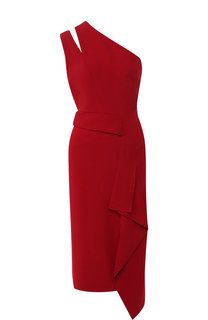 Однотонное платье-миди с оборкой Roland Mouret