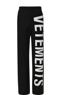 Хлопковые брюки с логотипом бренда Vetements