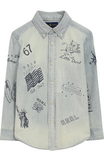 Хлопковая рубашка с воротником button down Polo Ralph Lauren