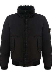Утепленный бомбер на молнии с капюшоном Stone Island