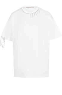 Хлопковая футболка с круглым вырезом и декоративной отделкой Christopher Kane