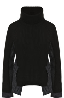 Шерстяной пуловер с высоким воротником Sacai