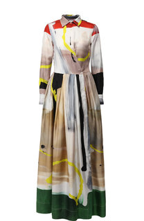 Шелковое платье-макси с принтом sara roka